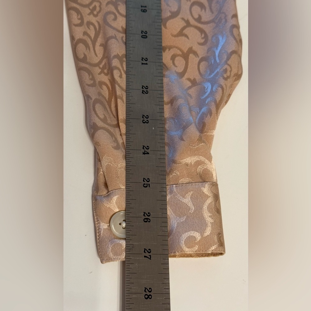 Vintage Christian Dior Beige Size 2 Jacquard Silk Blouse Authenticated - Picture 10 of 16